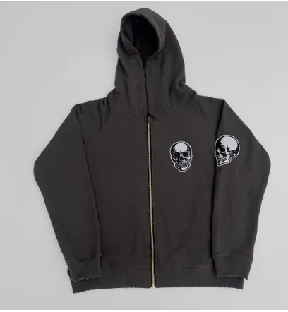 number nine skull zip up