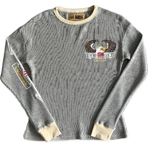 corteiz Long-sleeve Eagle Print Waffle -Light Gray